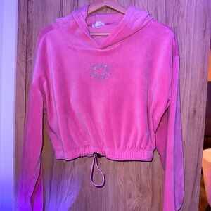 🔚 Kiss Pink Hooded Sweatshirt with Heart Accent